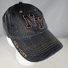 NY New York Hat Embroidered Denim Black Men's Adjustable Strap Baseball Cap