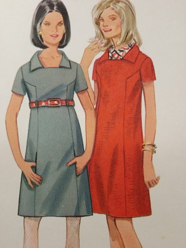 BUTTERICK 4824 VTG 60s Dress 16 Straight Pockets Collar Zipper UNCUT Sew Pattern - Picture 4 of 8