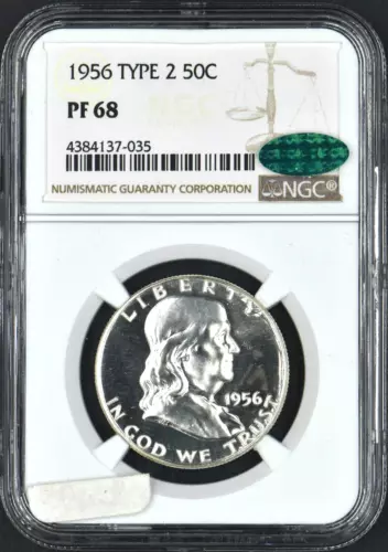 1956 Franklin Silver Half Dollar Type 2 NGC CAC PF 68