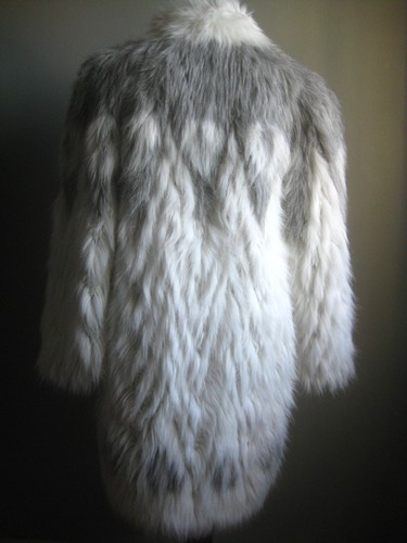 ABRIGO DE PIEL SINTÉTICA ASTRAKA VINTAGE 10 12 largo leopardo de las nieves blanco glamour relax de gran tamaño - Imagen 17 de 23