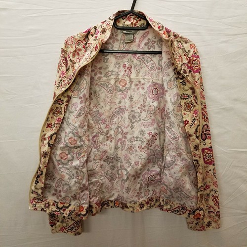 womens light jacket Size Med Paisley Cotton Full Zip 4 pocket boho shacket EUC - Picture 3 of 10