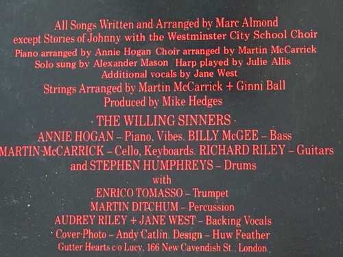 MARC ALMOND - Stories of Johnny ~ VIRGIN BONK 1-12 {nm orig} [45 rpm] w/Tomasso - Picture 4 of 6