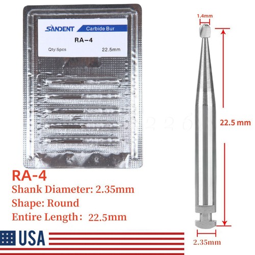5-100 Dental Carbide Round Burs Regular Length Latch Burs Low Speed RA 2 4 6 - Picture 56 of 106