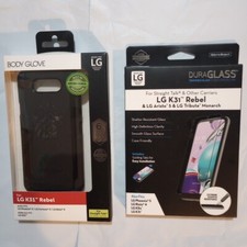 Body Glove For LG K31 Rebel Black AND DuraGlass shatter/scratch screen protector