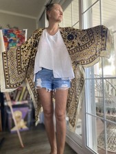 Free People Magic Dance Border Floral Boho Duster Kimono One Size