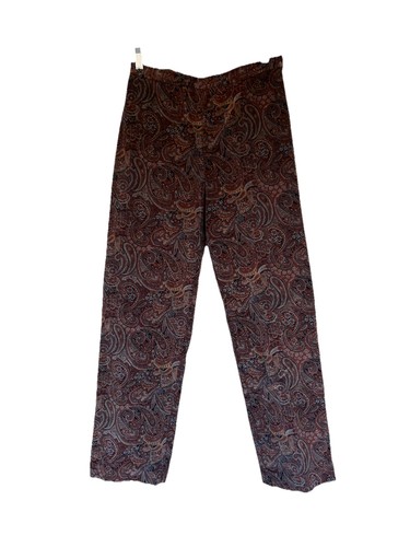 Vintage Rafaella Corduroy Pants Sz 6 Brown Paisley Floral Boho 90s Fall Side Zip - Picture 1 of 12