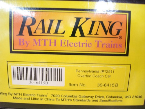 MTH Rail King Pennsylvania Overton Passenger 3 Car SET 30-6415 - Picture 12 of 13