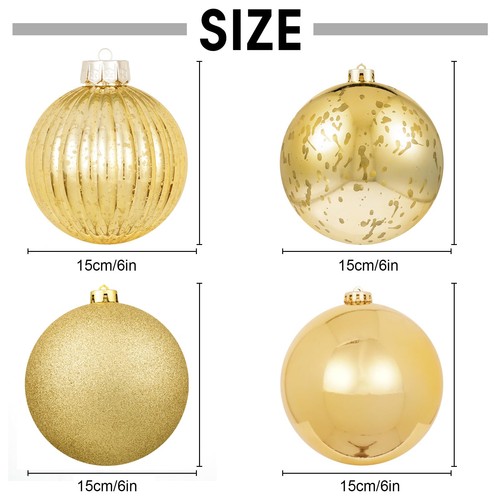 6 Zoll große Weihnachtsschmuck bruchsicher Weihnachtskugel Ornamente Riesig Xma... - Bild 2 von 6