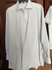 Eton Contemporary Blue Micro Geometric Check Fine Twill Shirt Size 42 16.5 Dress
