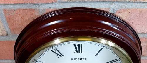 Seiko Dark Wooden Round Westminster Chime Quartz Battery Wall Clock QXH202B - Picture 6 of 10