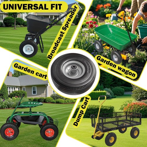 10" Flat-Free Solid Tires & Wheels – 4.10/3.50-4 No-Flat PU for 4 pack  - Picture 6 of 8