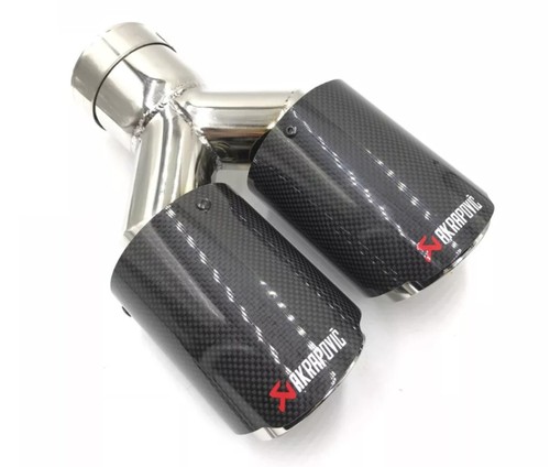 Akrapovic Exhaust Glossy Carbon Fiber Universal Dual Exhaust Tip ID63mm OD:101mm - Picture 3 of 8