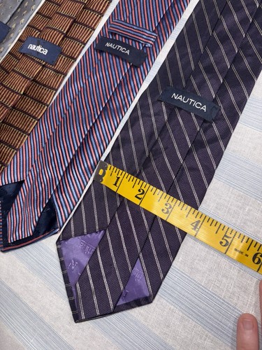 Nautica Seidenkrawatte Paket Posten diagonale Streifen geometrisch Herrenkrawatte USA Karriere - Bild 12 von 16