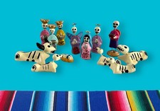 DAY of the DEAD Nativity, Christmas Nativity Set 13 Pcs, Mexican Folk Art Puebla