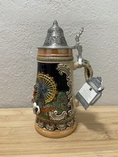 King Edition German Beer Stein Pewter Lid Hand Painted COA Wien Vienna Mug