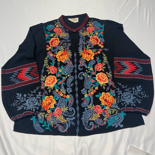 Top túnica Savanna Jane bordado cachemira manga alfil talla M usado en excelente estado - Imagen 1 de 15