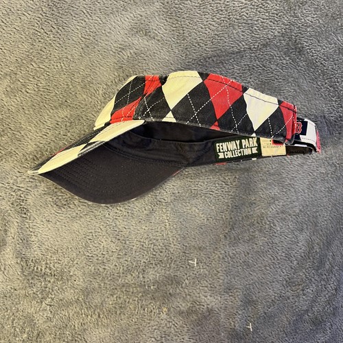 Boston Red Sox Hat Visor Strap Back Mens One Size Red Blue MLB Baseball Argyle - Picture 6 of 7