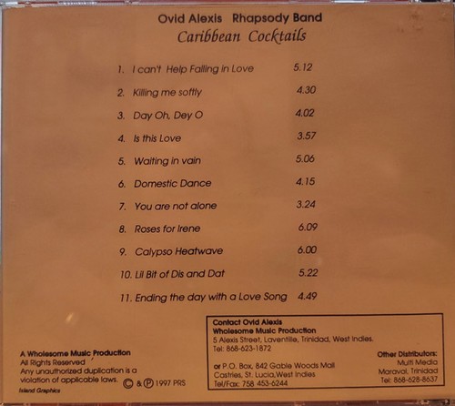 Ovid Alexis Rhapsody Band - Caribbean Cocktails - (CD, Album) (Very Good Plus (V - Picture 3 of 3