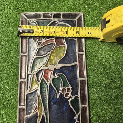 VINTAGE Handarbeit Buntglas tropische Vögel Papagei-Fensterscheibe Deko - Bild 5 von 10