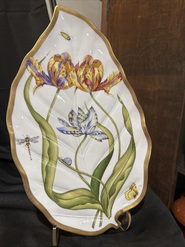 anna weatherley porcelain Botanical Series Limited Edition 15 1/2 In Tulip Leaf - Picture 3 of 13