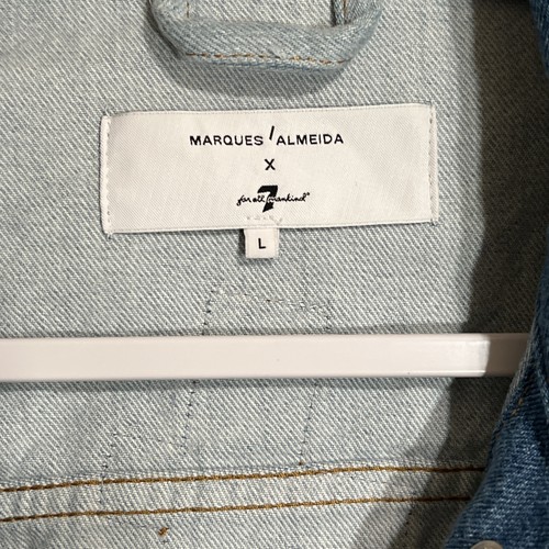 7 FOR ALL HUMANITY x MARQUES ALMEIDA Mujer Chaqueta Denim Dobladillo Crudo Grande Y2K Nueva Con Etiquetas - Imagen 2 de 7