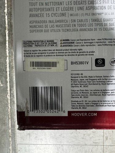 Hoover ONEPWR Evolve Pet Elite Cordless Upright Vacuum Cleaner BH53801V NEW - Picture 5 of 7
