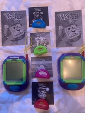 PAIR 2001 Mattel Pixter Drawing Tablets Toy Game System Stylus Pixter  + 4 Games