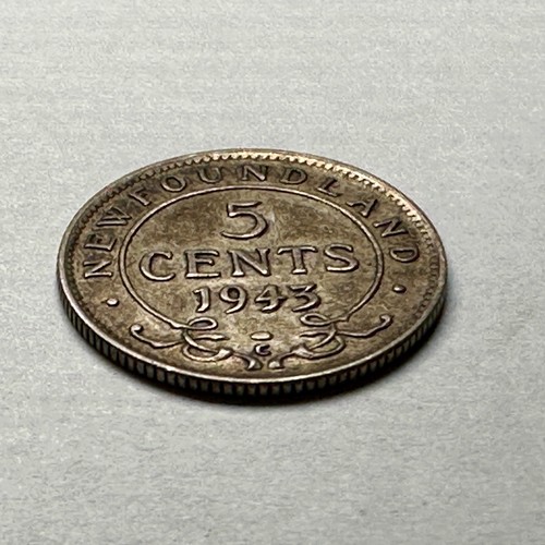 1943 - C Canada Newfoundland 5 Cents 0.9250 Silver 1.09g Low Mintage - Picture 5 of 5
