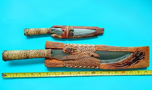 1 Set 2 Pinahig Ifugao Tribal Machete Messer Klinge 10" Philippine Espada y Daga - Bild 3 von 9