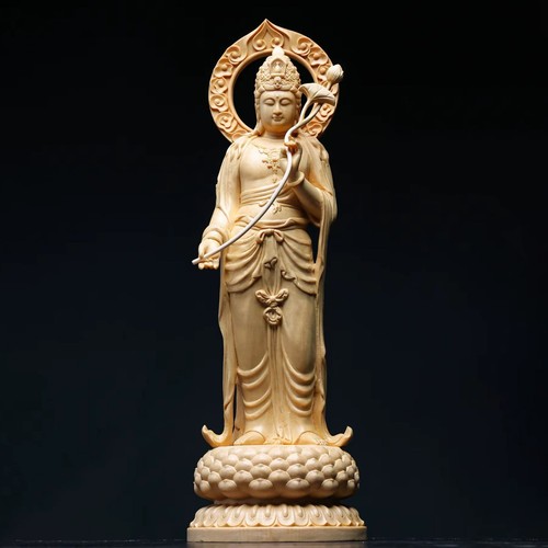 In Zypressenholz geschnitzt, sind Guanyin Buddha und Bodhisattva Statuen verankert und - Bild 4 von 16
