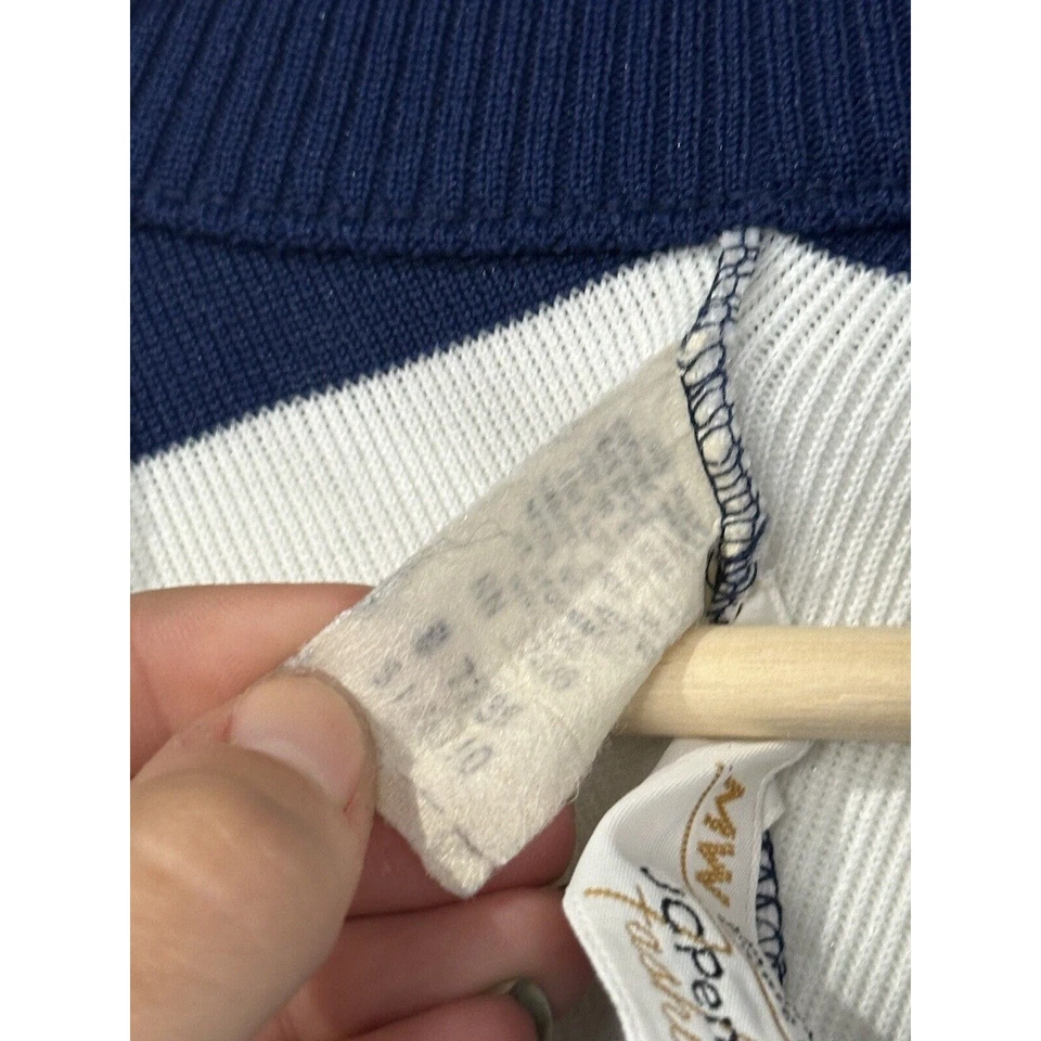 Mono acampanado vintage años 70 JC Penney azul blanco a rayas cintura atada pierna ancha S Foto 4 de 4