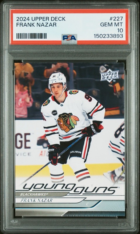 Frank Nazar 2024 Upper Deck Young Guns Rookie RC #227 PSA 10 Gem Mint Blackhawks