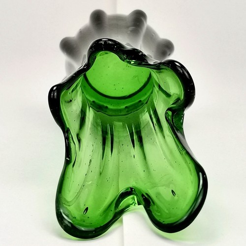 Vintage MCM fünf Finger smaragdgrün mundgeblasen Kunstglas geschwungene gedehnte Vase 9 Zoll - Bild 8 von 12