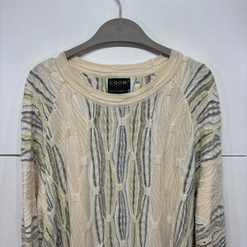 Coogi Jumper Knit Cotton Wool Blend Neutrals Multicolour Aztec Size 2XL - Picture 3 of 20