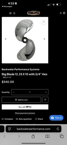 Backwater Performance Systems 2 Big Blade Boat Propeller M8 12.25 X 10 - 3/4” He - Picture 10 of 16