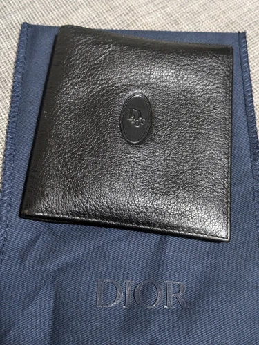 Authentique PORTEFEUILLE CHRISTIAN DIOR vintage jamais utilisé années 80 noir CUIR ENFANT