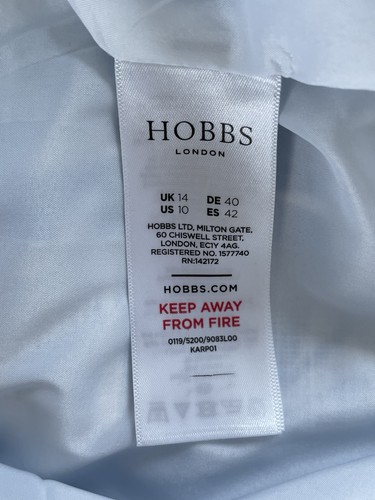 HOBBs Allison Aqua Blue & White Palm Print Sleeveless Dress Size 14 - Picture 9 of 9
