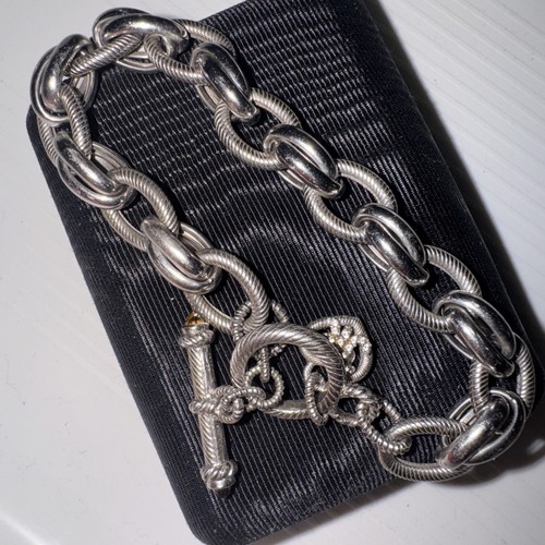 Sterling Silver Judith Ripka Link Toggle Bracelet, 49g, 8 in Long