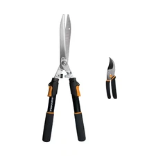 2-Piece Set with Extendable Hedge Shears and 9 In. Bypass Pruning Shears