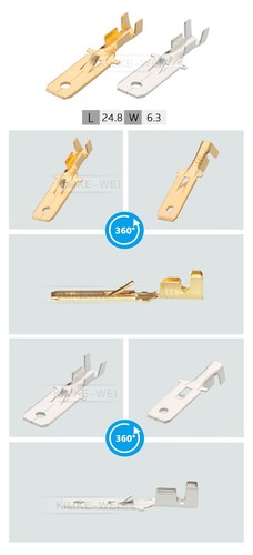 6.3mm Electrical Wiring Spade Crimp Male Plug Pin Terminals Contact New - Picture 2 of 4
