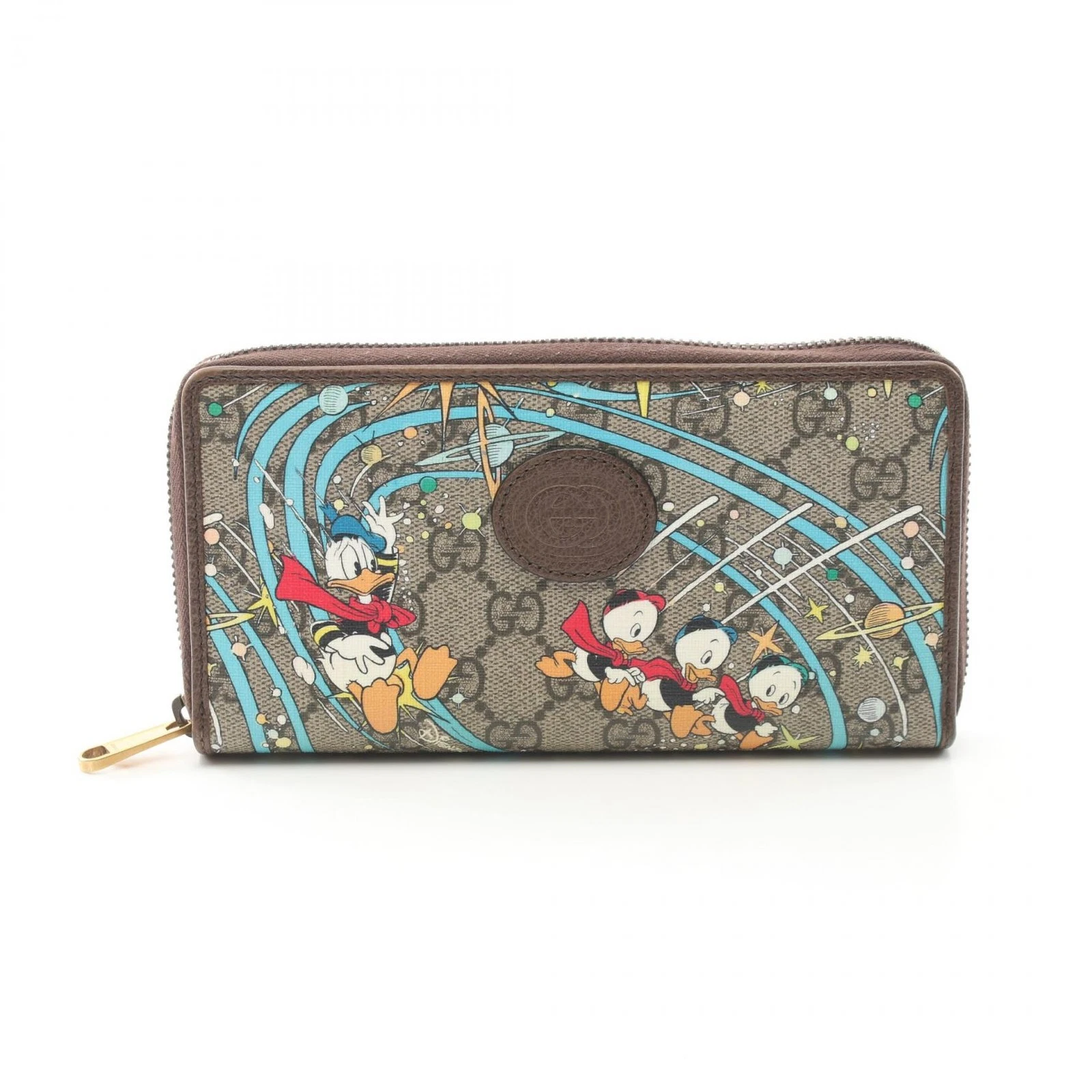 Gucci Disney Donald Duck Gg Supreme Portefeuille Rond Long Toile enduite PVC Cuir