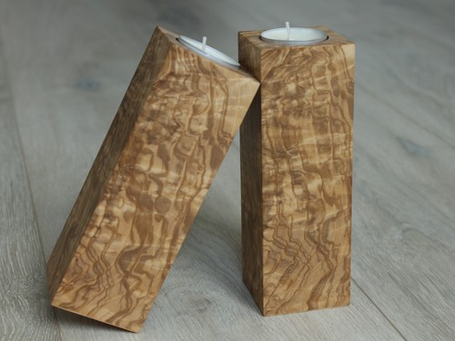 Candelabros de madera burl marrón claro - Imagen 3 de 11