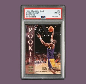 1996 Topps Stadium Club Rookies 2 Kobe Bryant RC #R9 Rookie PSA 8 NM-MT Lakers!