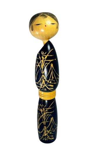 Vintage 10,5 Zoll japanische Sosaku Holz Kokeshi Puppe signiert elegante Frau Mondschatten - Bild 1 von 15