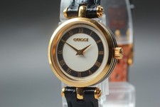 Vintage Gucci 2000L Sherry Black Dial Roman 21mm Gold Quartz Women's Watch JAPAN