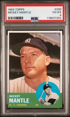 MICKEY MANTLE 1963 TOPPS PSA 4 ! *JUSTE CLASSÉ ! * BEAUTÉ CENTRÉE MORTE ! *WOWZER - Photo 1/2