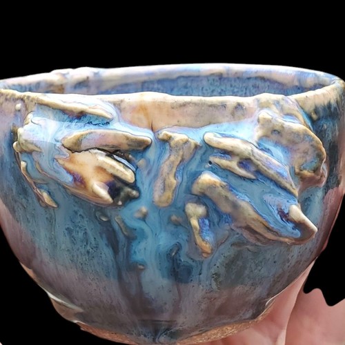 Blue Glacier Tea Bowl Cup Yunomi Handmade Ceramic Pottery Porcelain Stoneware - Picture 5 of 15