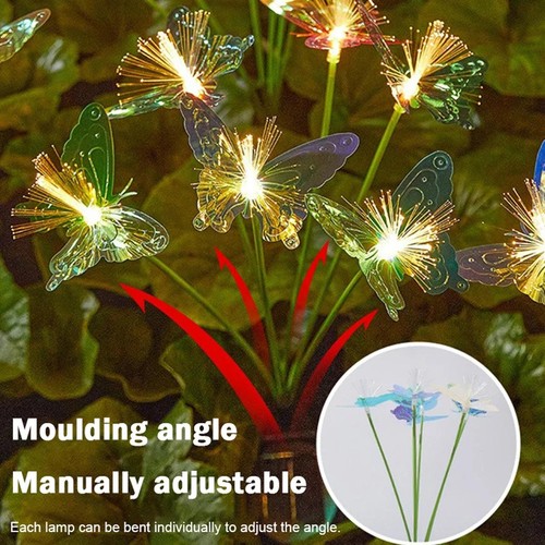 6led Solar-powered Butterfly Fiber Optic Light, Waterproof Outdoor Garden Lawn - Picture 24 of 26