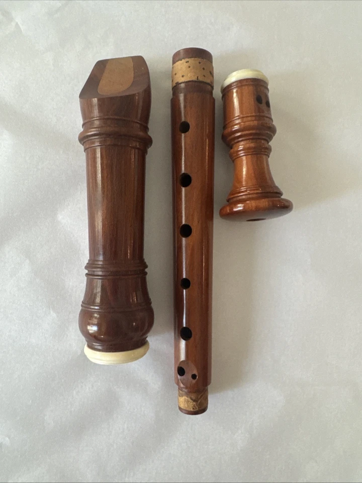 Moeck Rottenburgh Soprano Recorder Rosewood von Huene 3-Piece Vintage 1973 - Image 3 of 4