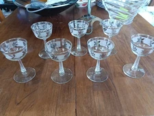 Vintage 1960's Libbey Silver Leaf Pattern Champagne/Sherbet  Glass Set  7
